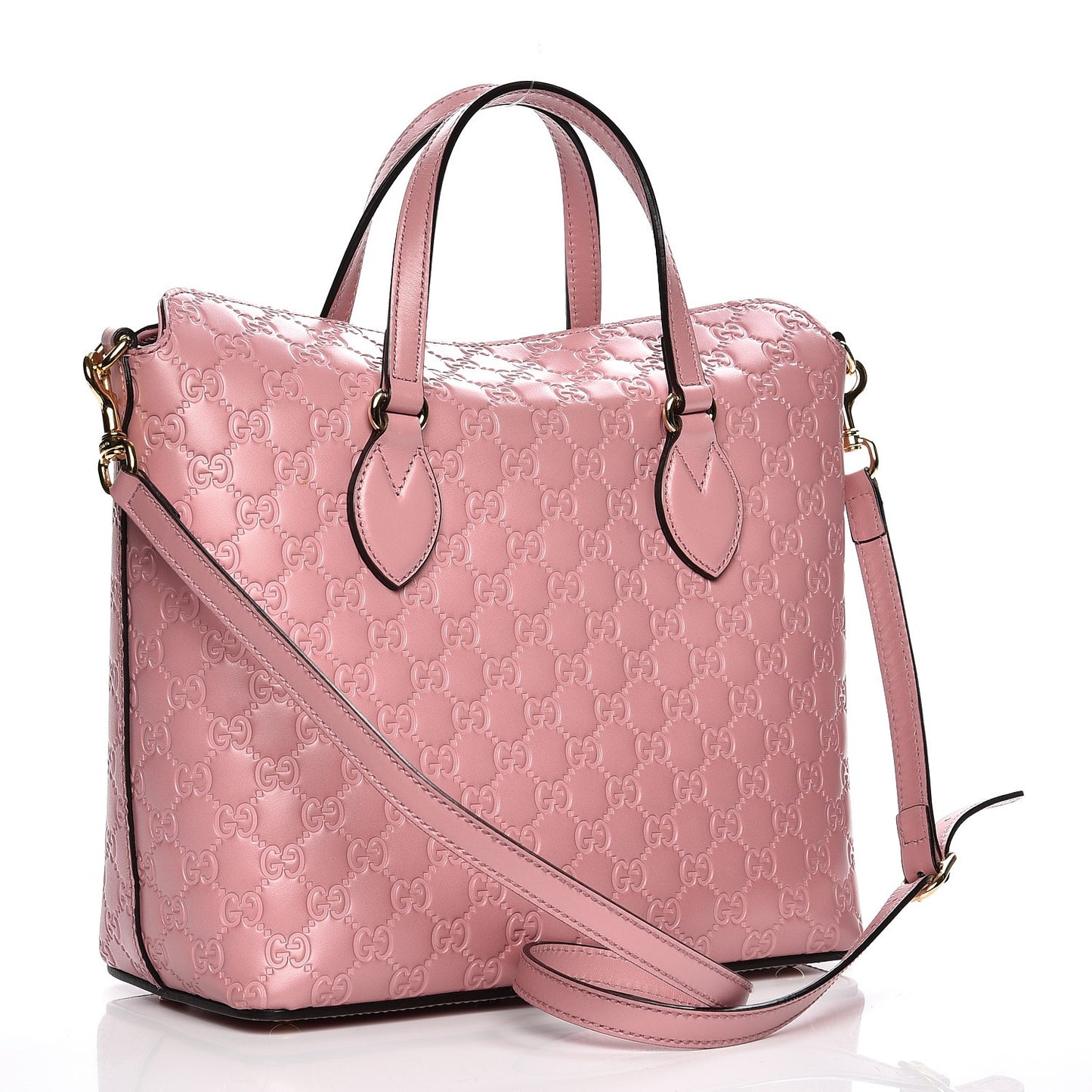 Guccissima Signature Linea A Foldover Tote Rose Baby Candy