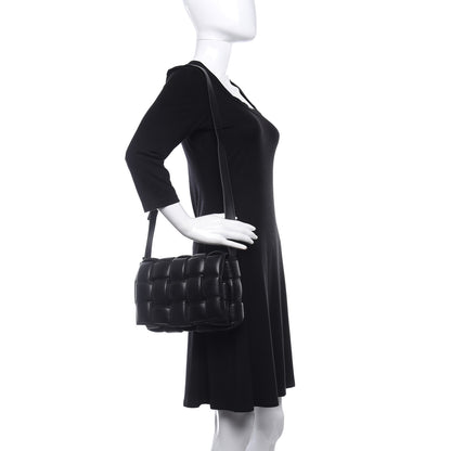 Bottega Veneta Paper Calfskin Maxi Intreccio Padded Cassette Crossbody Bag Black 2 of 12