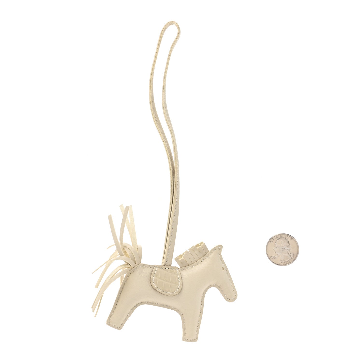 Hermes Milo Lambskin Matte Alligator Touch Grigri Rodeo Horse Bag Charm PM Craie 2 of 4