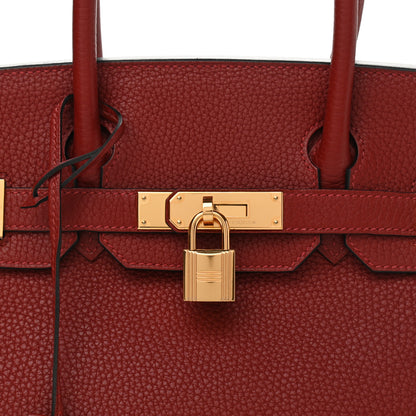 Hermes Taurillon Clemence Birkin 30 Rouge H 7 of 12