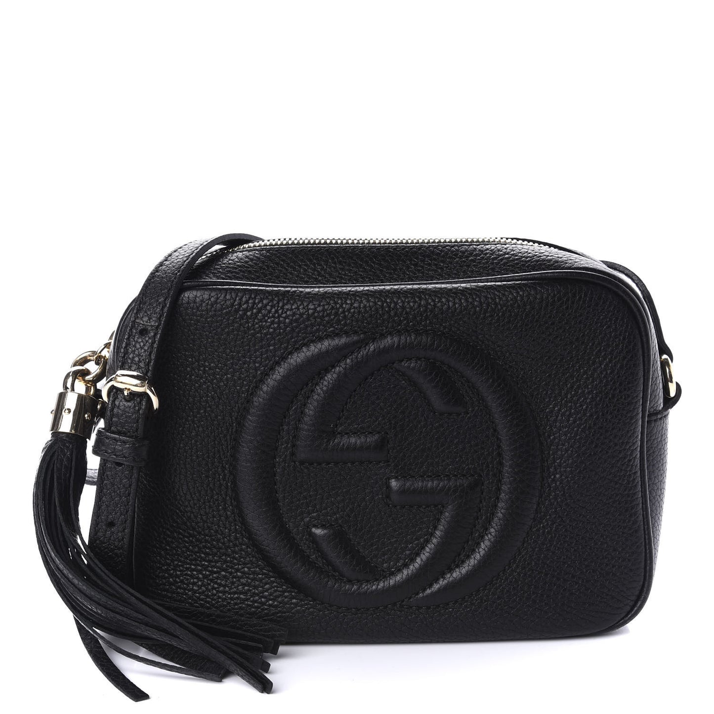 Pebbled Calfskin Small Soho Disco Bag Black