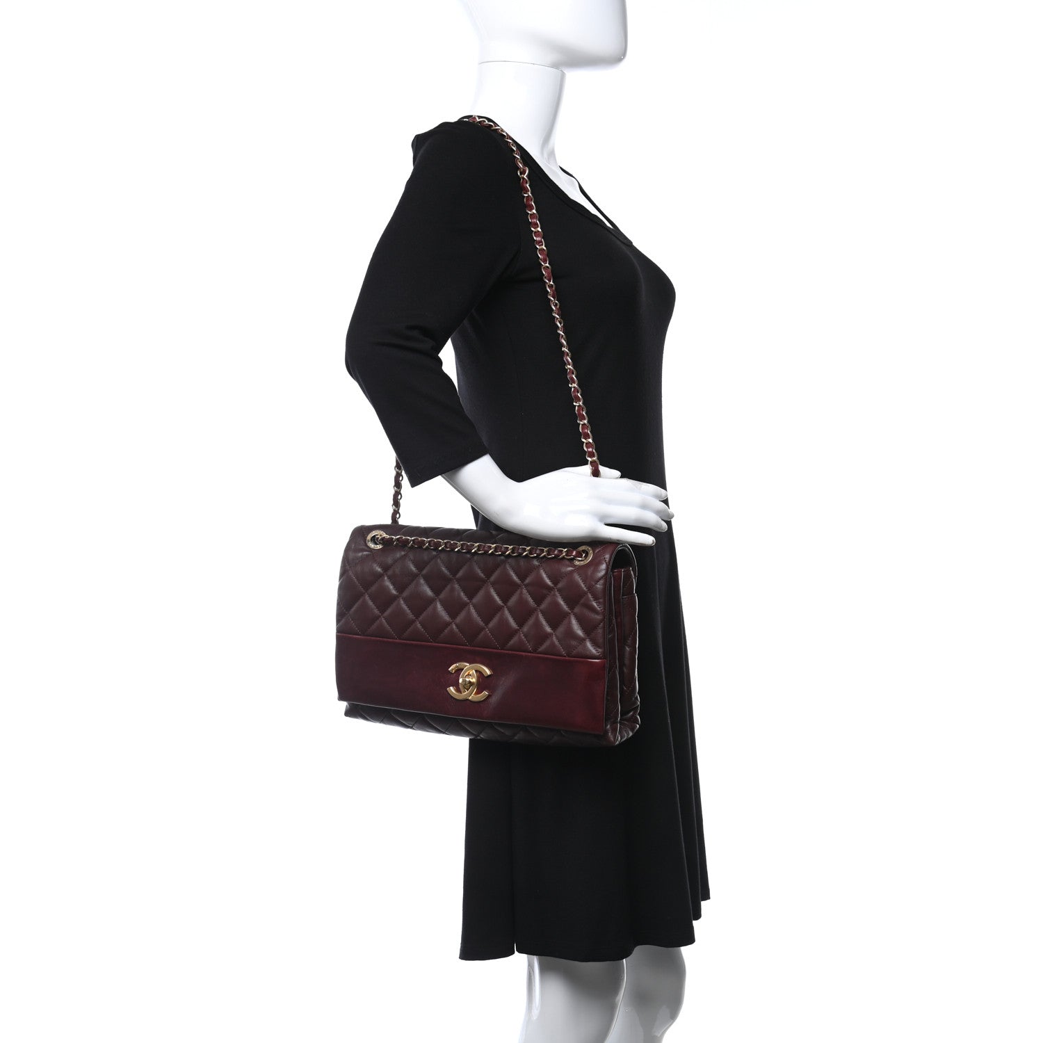 Chanel Calfskin Quilted Jumbo Soft Elegance Flap Bordeaux 2 of 12