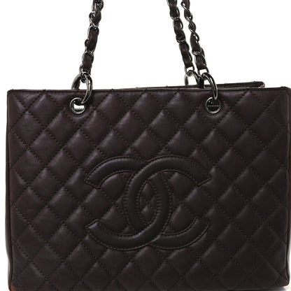 Chanel Calfskin Quilted Grand Shopping Tote GST Dark Brown 7 of 9