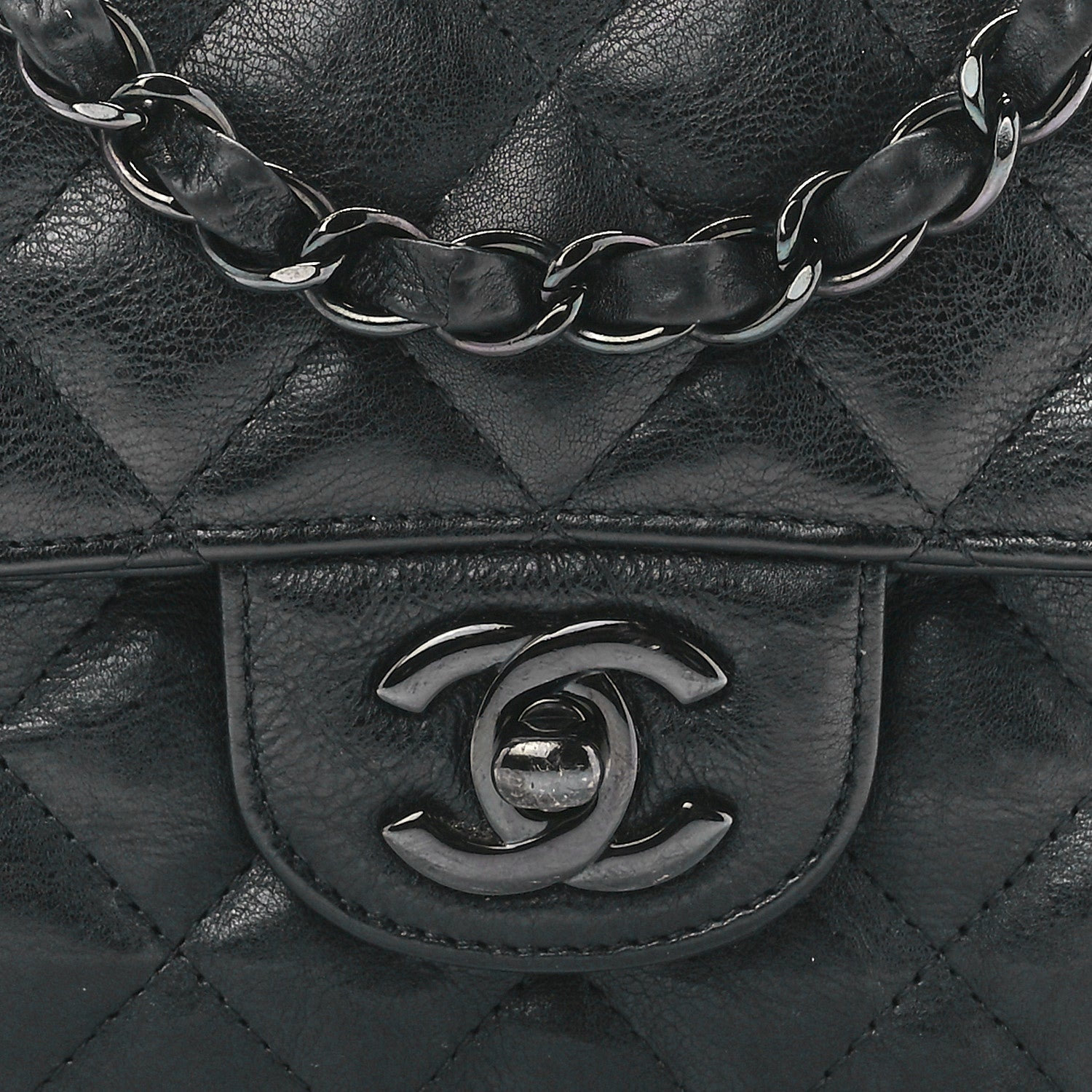 Chanel Crumpled Calfskin Quilted Mini Rectangular Flap So Black 9 of 12