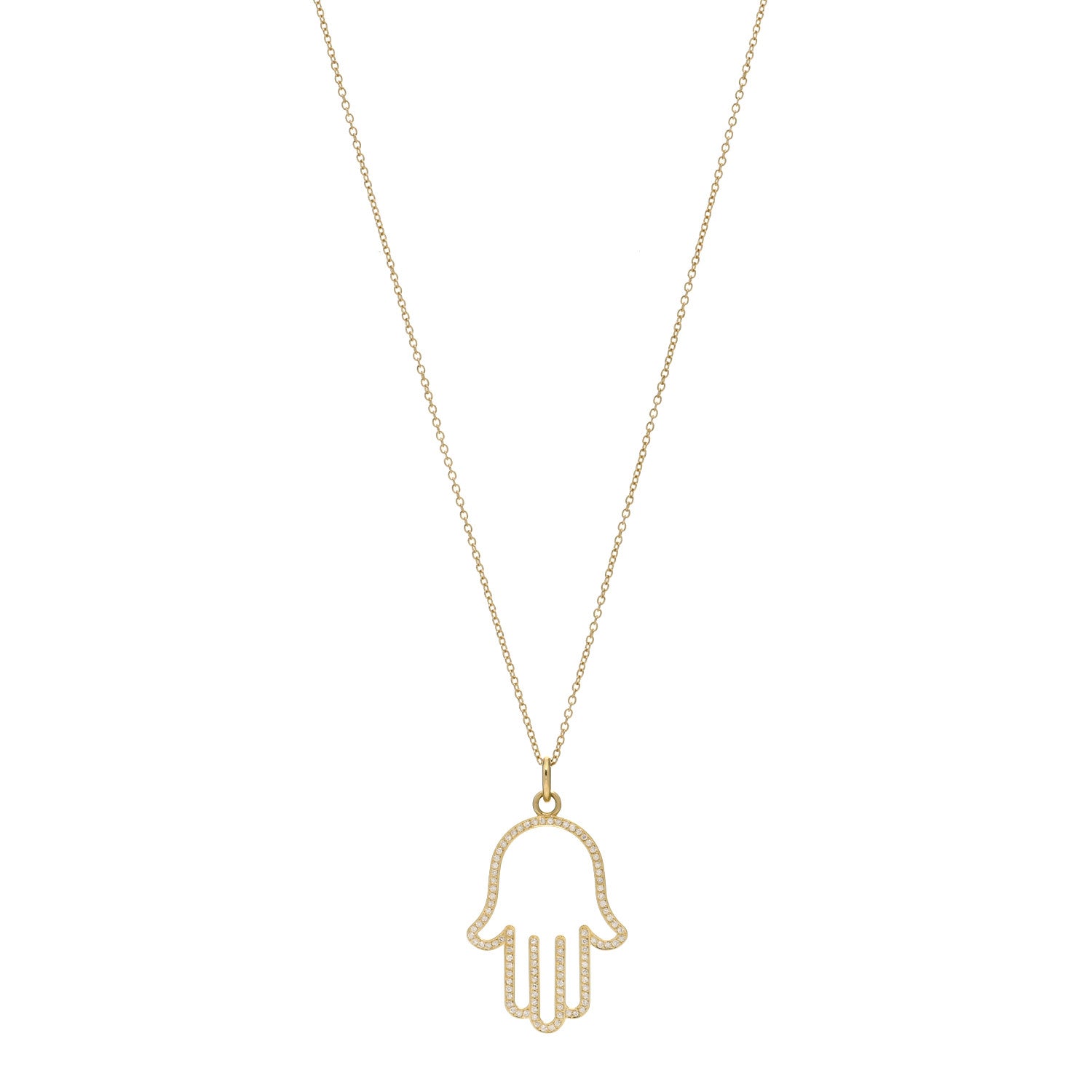 Jennifer Meyer 18K Yellow Gold Diamond Hamsa Pendant Necklace 1 of 3