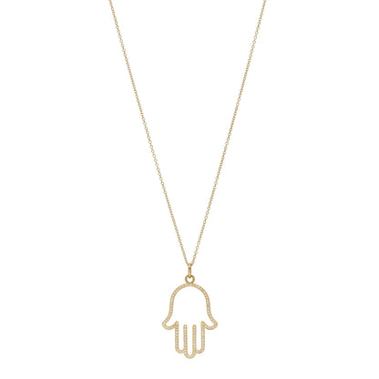 Jennifer Meyer 18K Yellow Gold Diamond Hamsa Pendant Necklace 1 of 3