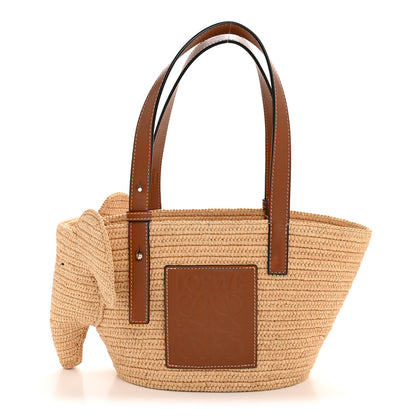 Loewe Raffia Small Elephant Basket Tote Bag Natural Tan 1 of 11