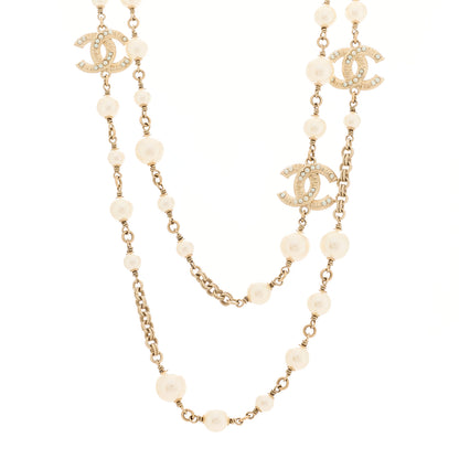 Chanel Pearl CC Long Necklace Light Gold 1 of 4