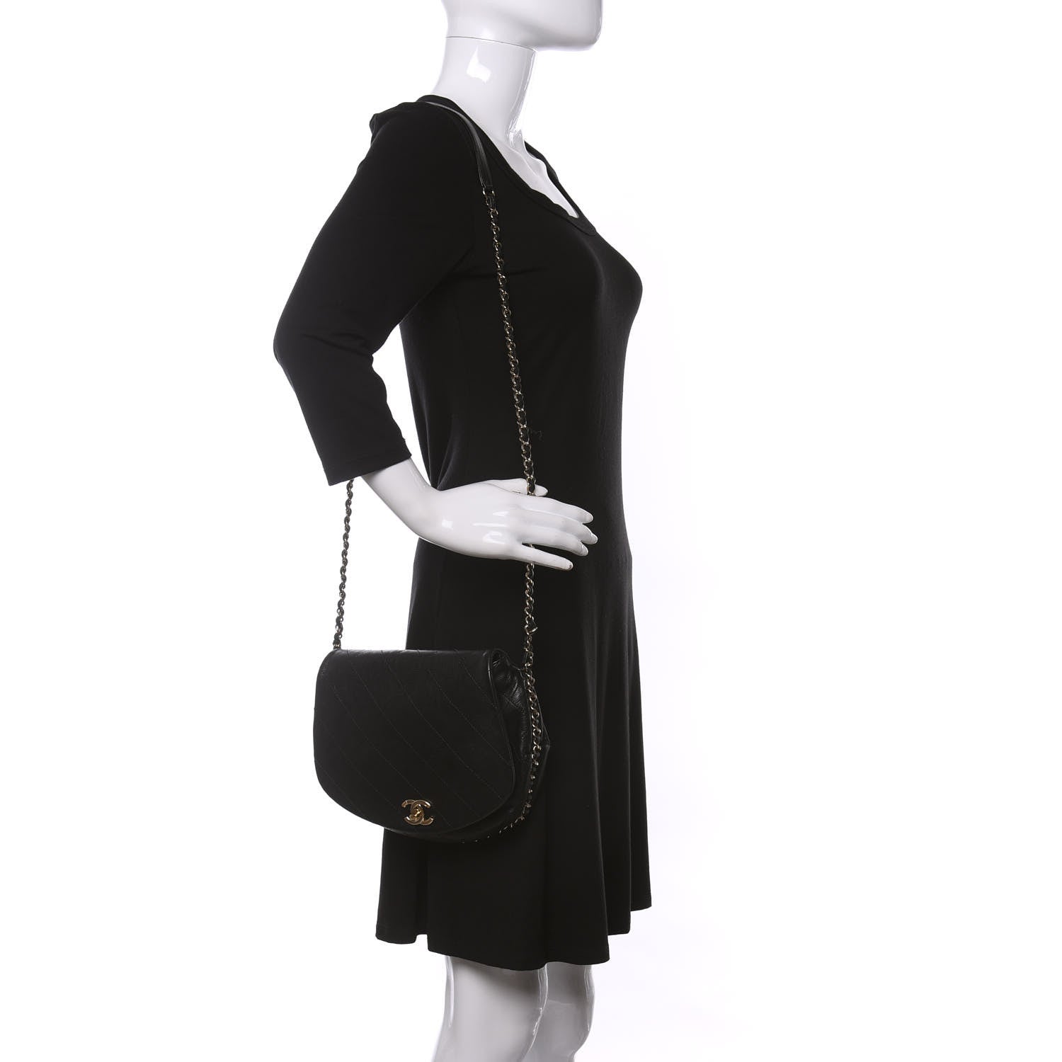 Chanel Calfskin Stitched Messenger Flap Black 2 of 9