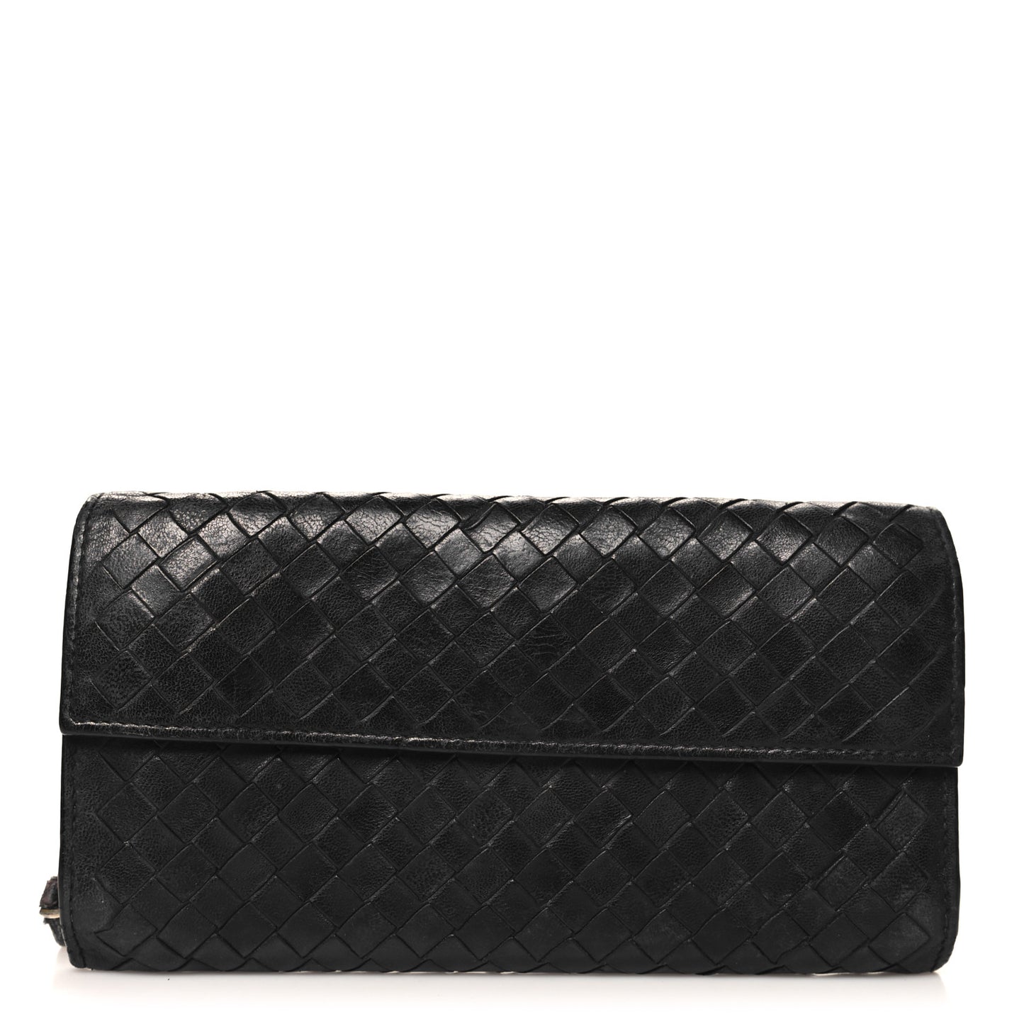 Nappa Intrecciato Continental Flap Wallet Black