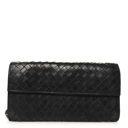 Bottega Veneta Nappa Intrecciato Continental Flap Wallet Black 1 of 10