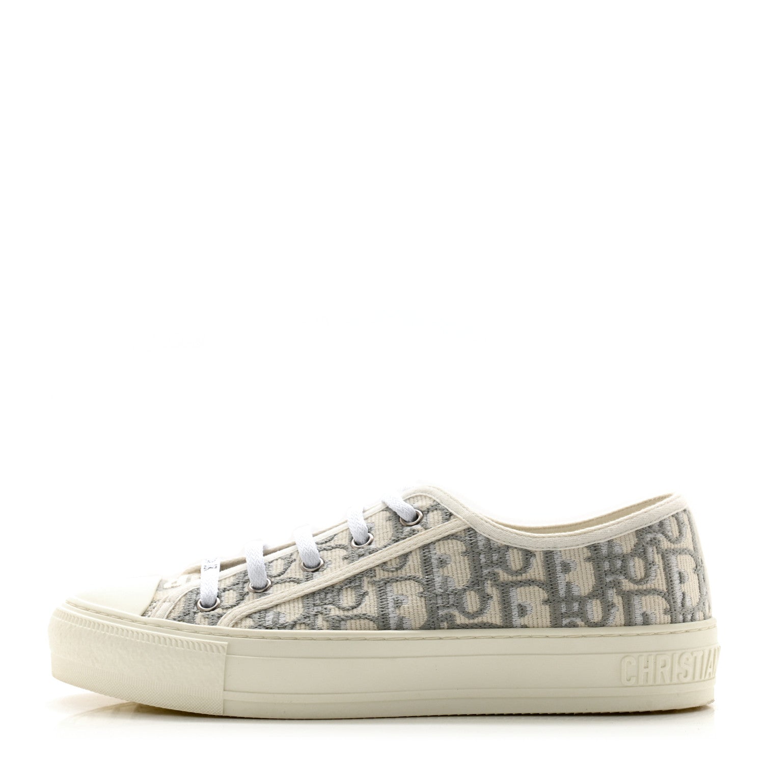 Christian Dior Canvas Oblique Walk'N'Dior Low Top Sneakers 38 Grey Stone 1 of 10
