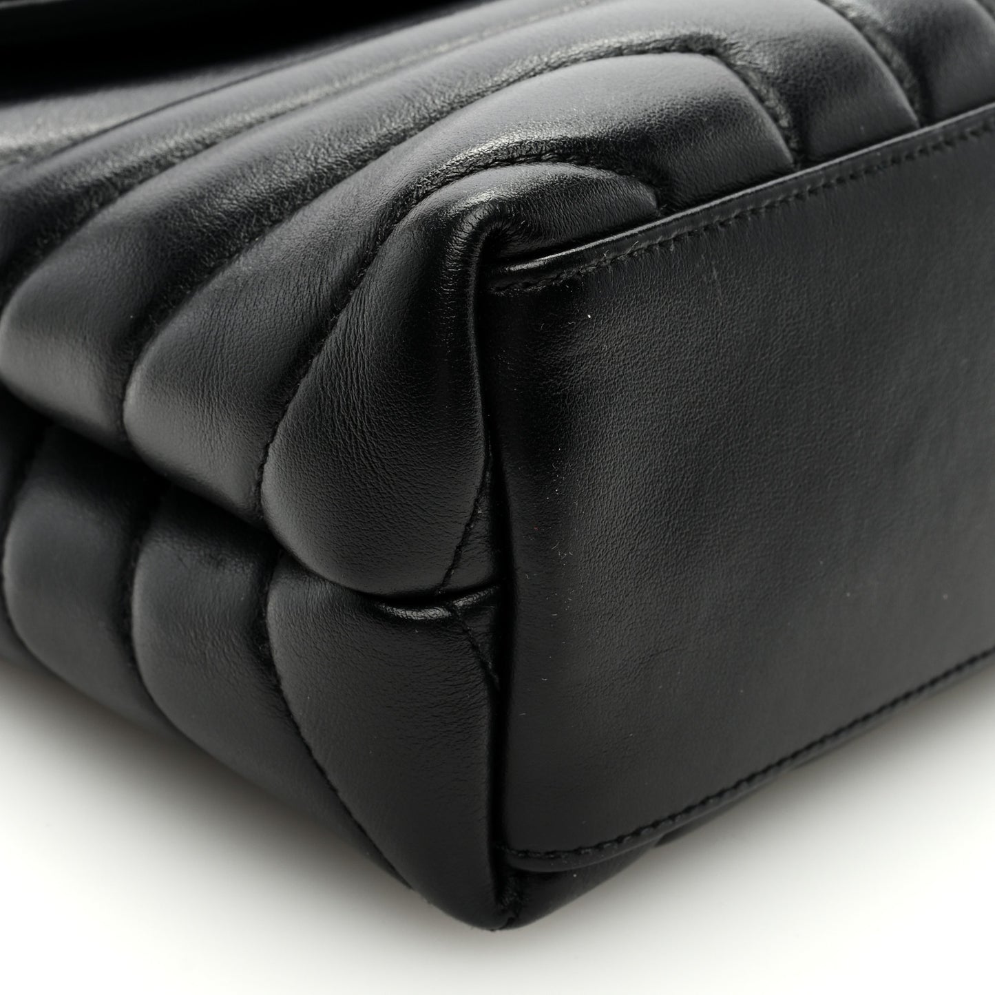 Calfskin Y Quilted Monogram Monochrome Small Loulou Chain Satchel Black