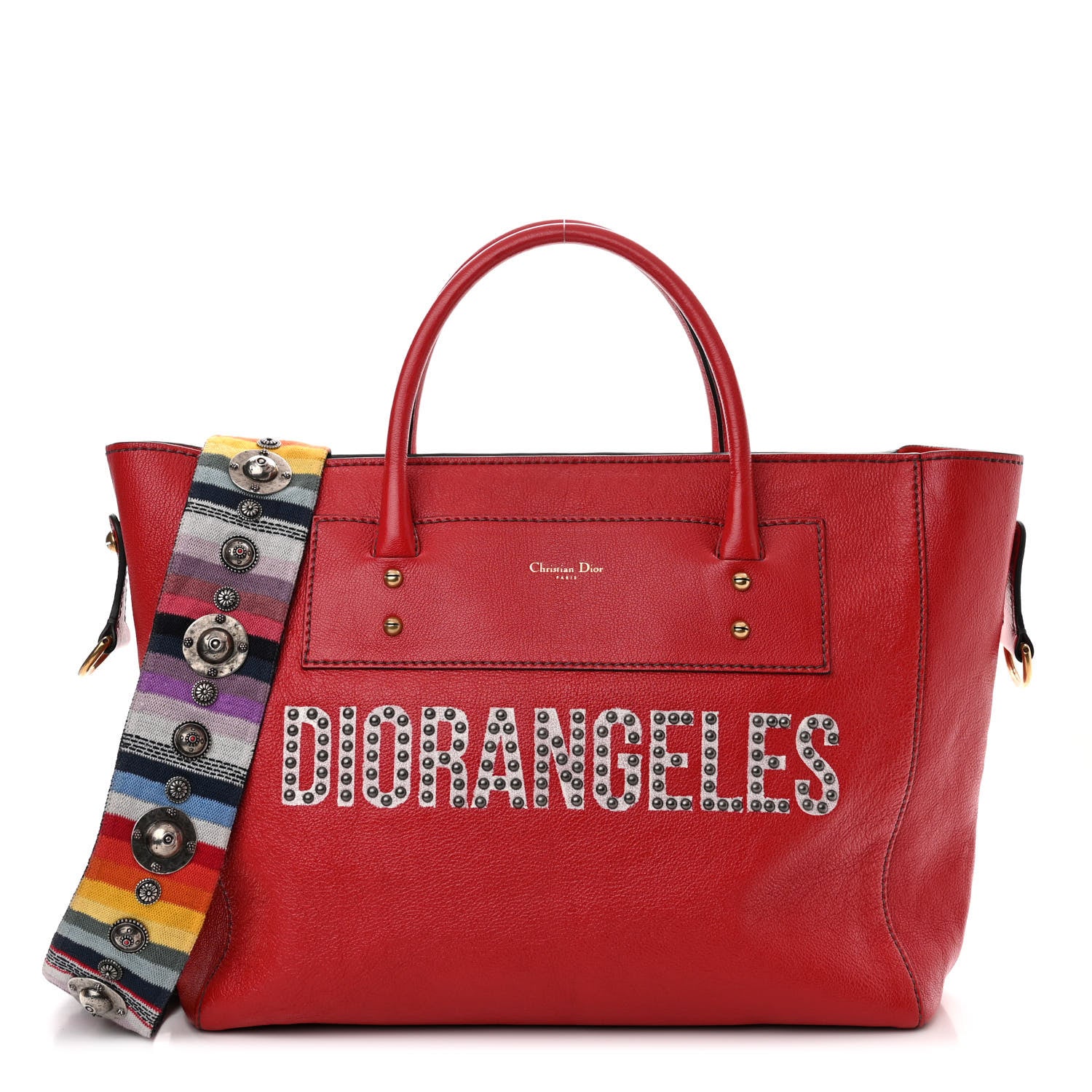 Christian Dior Goatskin DIORANGELES Tote Red 1 of 13
