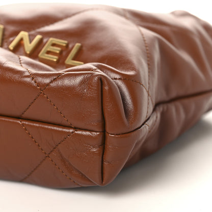 Chanel Shiny Calfskin Quilted Mini Chanel 22 Light Brown 10 of 10