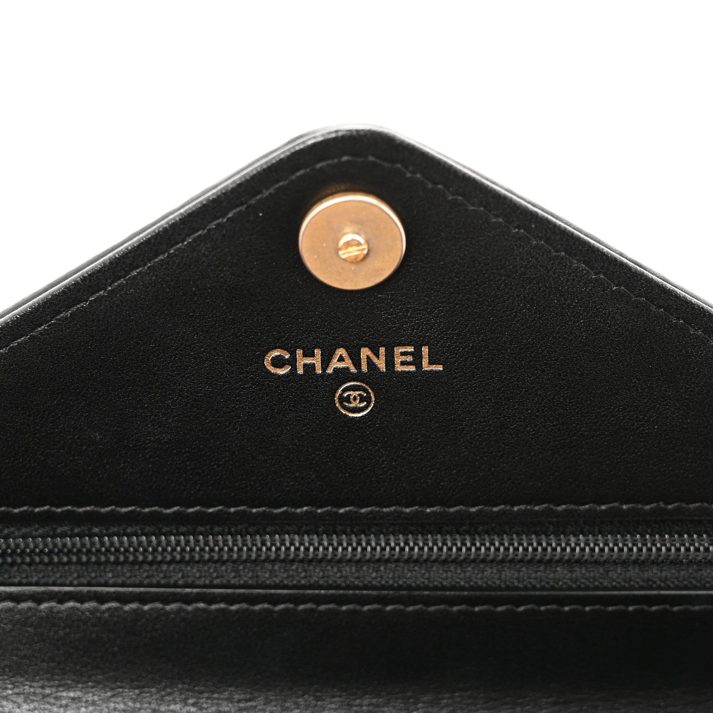 Calfskin Elaphe Double Chevron Mini Wallet On Chain WOC Black