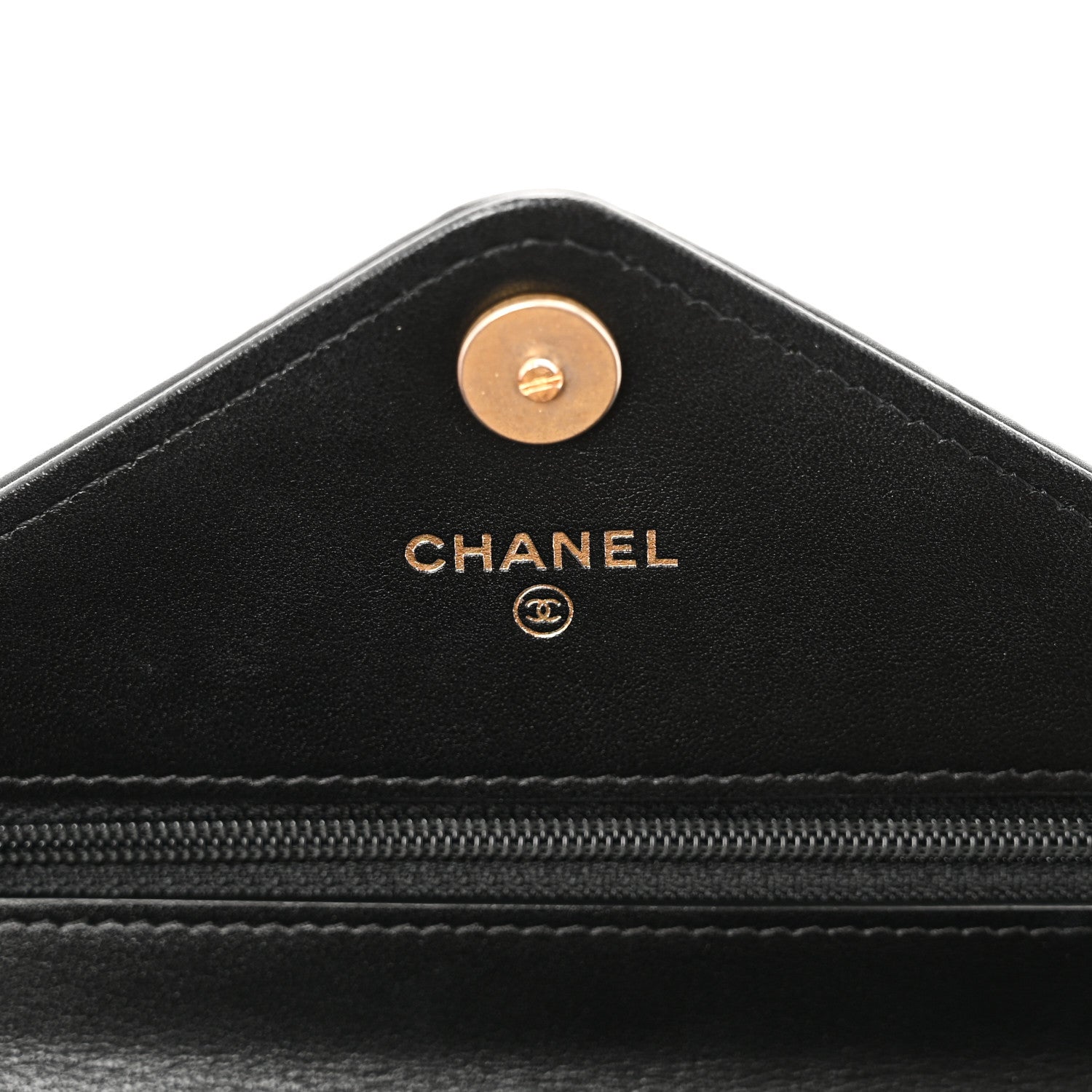 Chanel Calfskin Elaphe Double Chevron Mini Wallet On Chain WOC Black 6 of 12
