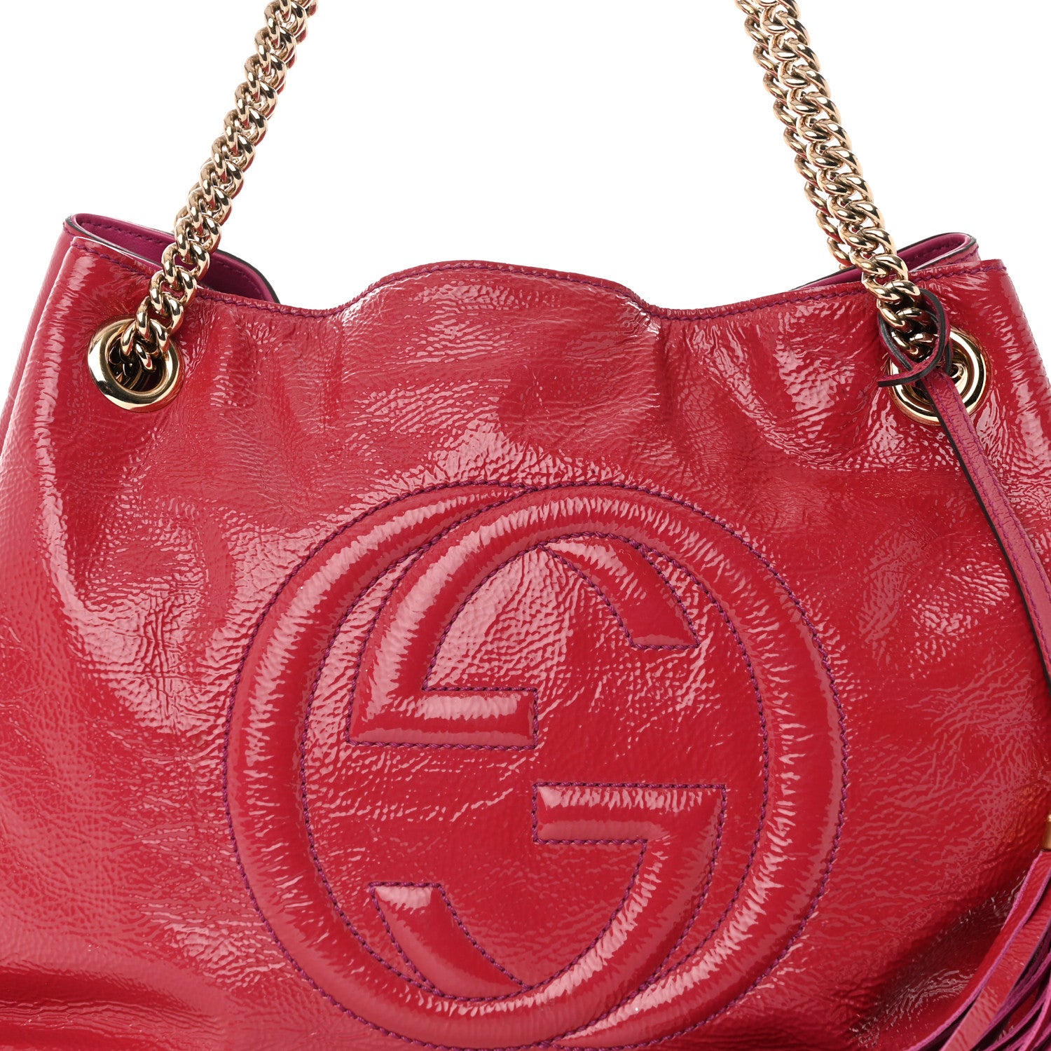 Gucci Vernice Naplack Medium Soho Chain Shoulder Bag Bright Bouganville 8 of 21
