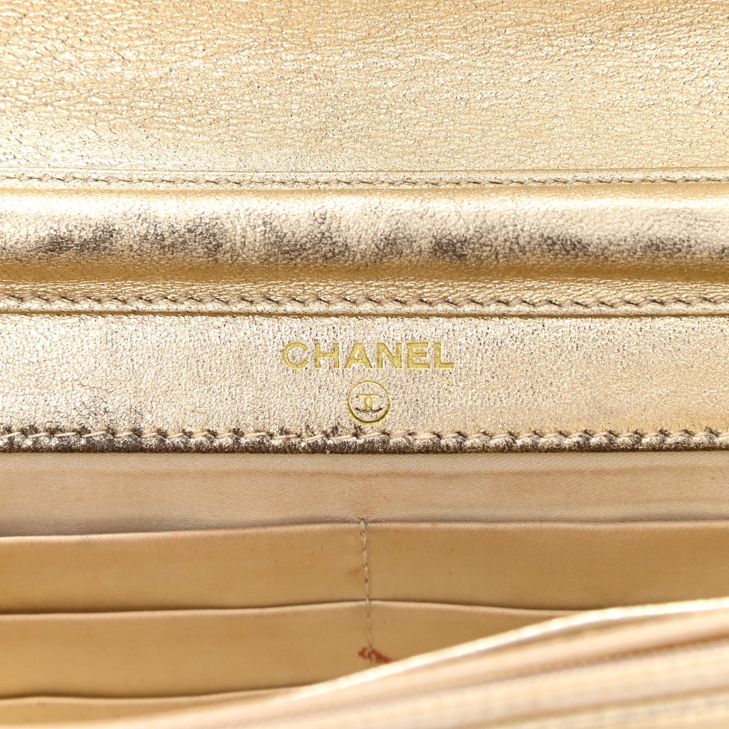 Chanel Nylon Travel Wallet On Chain WOC Metallic Gold 6 of 13