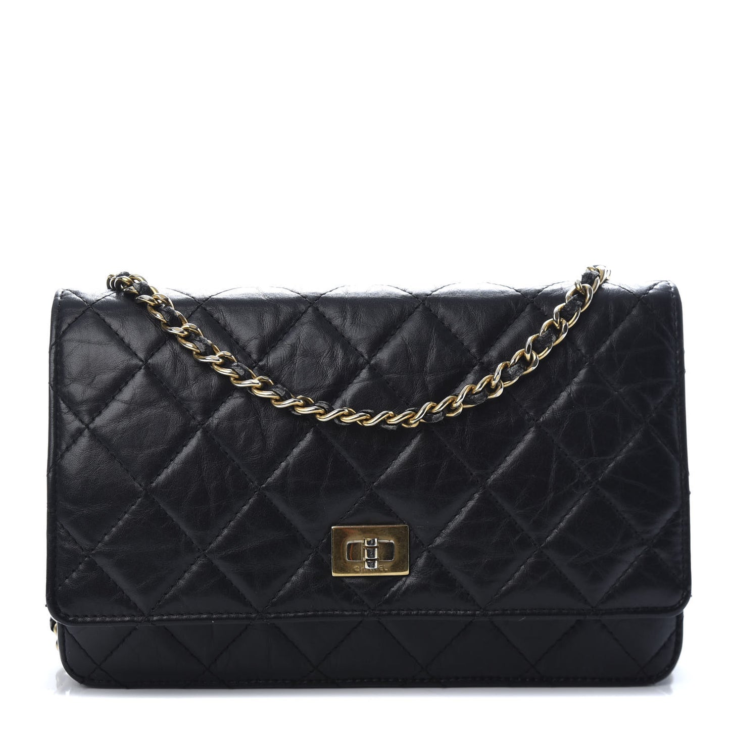 Aged Calfskin Quilted Reissue Wallet On Chain WOC Black