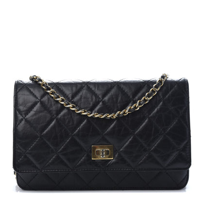 Chanel Aged Calfskin Quilted Reissue Wallet On Chain WOC Black 1 of 12