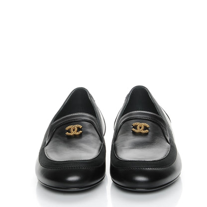 Chanel Lambskin CC Mocassin Loafers 37 Black 2 of 9