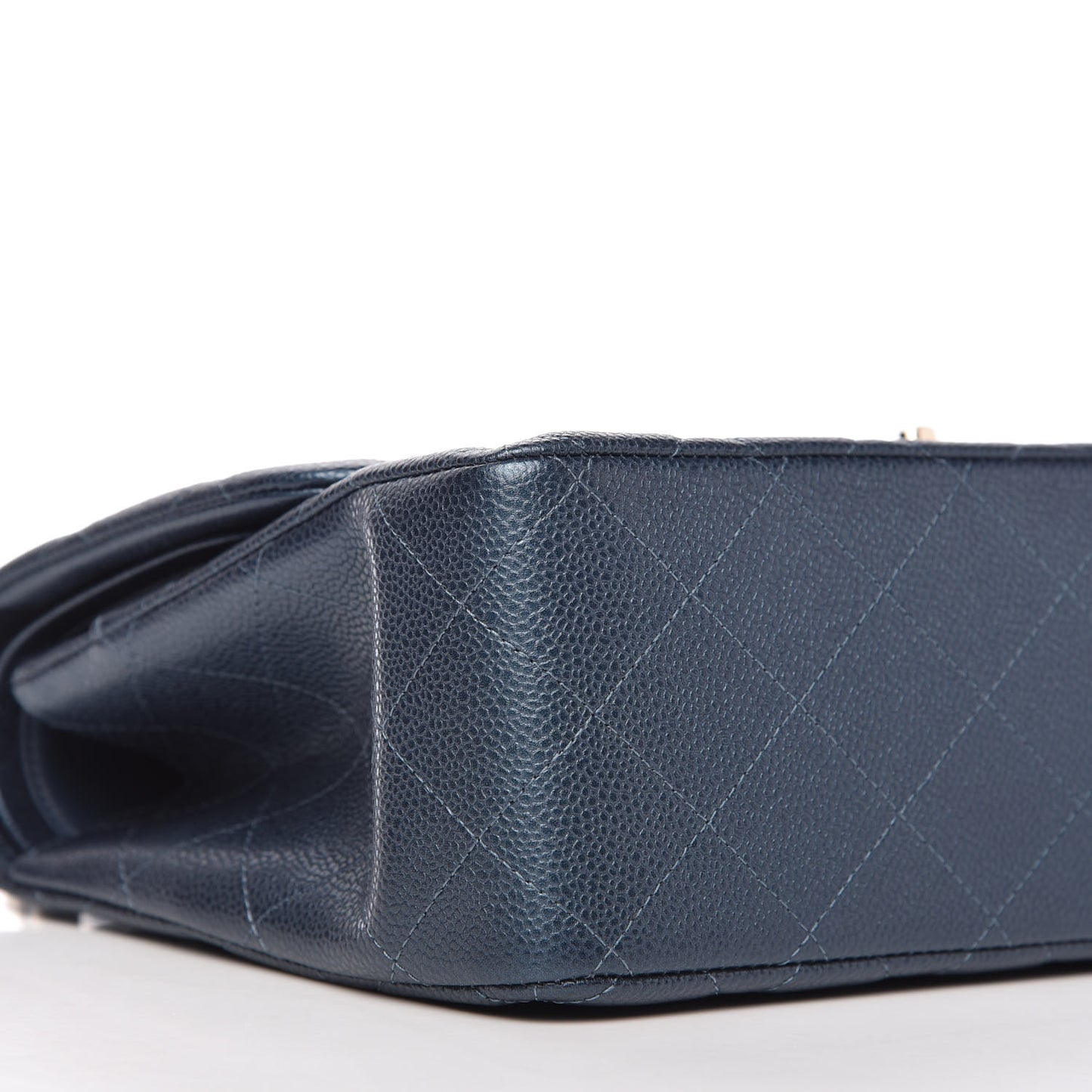 Iridescent Caviar Quilted Jumbo Double Flap Dark Blue