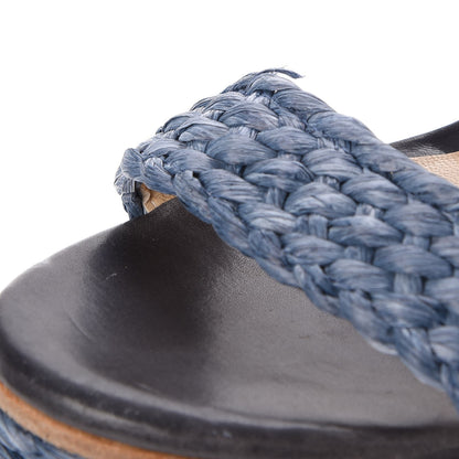 Jimmy Choo Woven Raffia Crystal Buckle Nylah 100 Platform Wedges 39 Dusk Blue 14 of 20