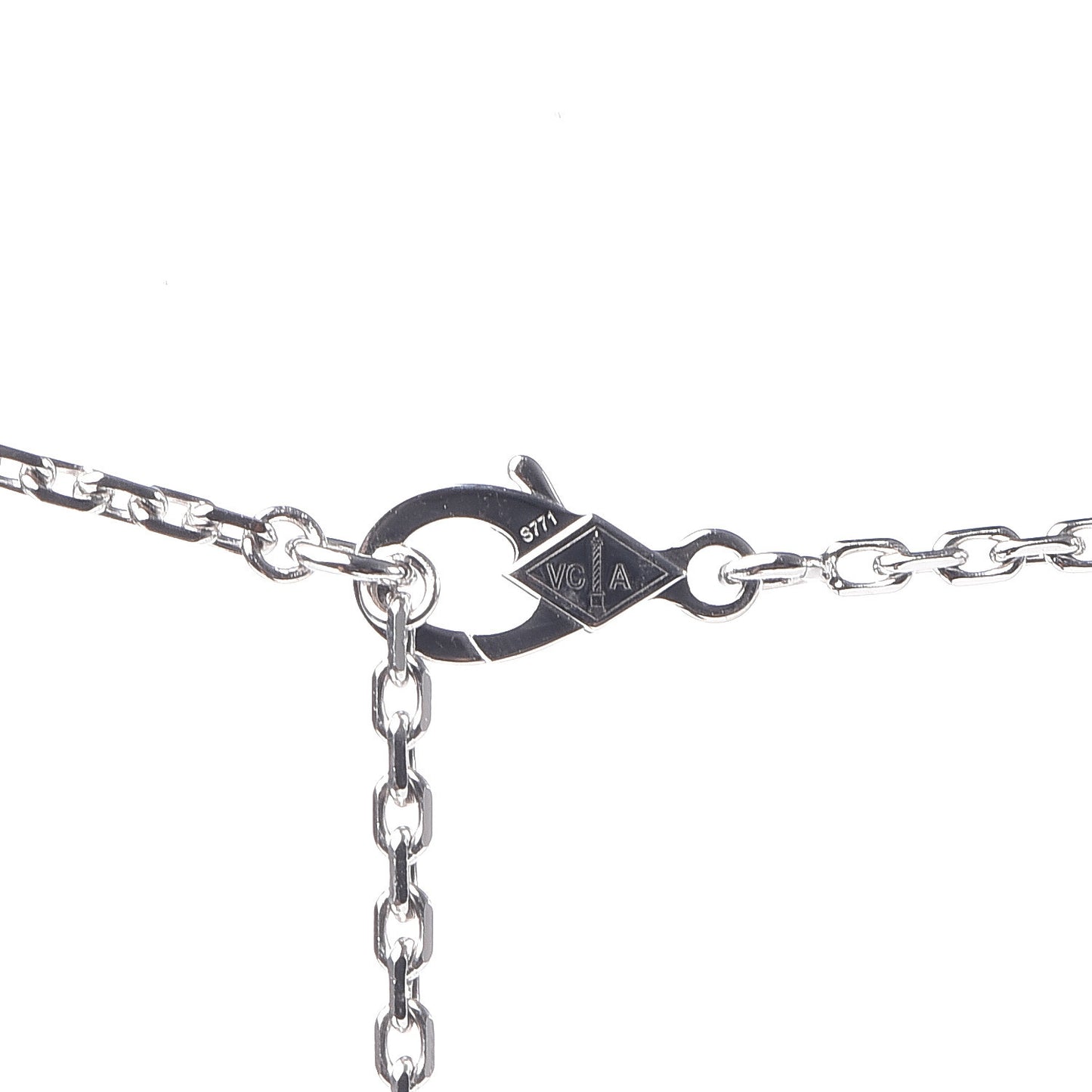 18K White Gold Mother of Pearl Magic Alhambra Pendant Necklace