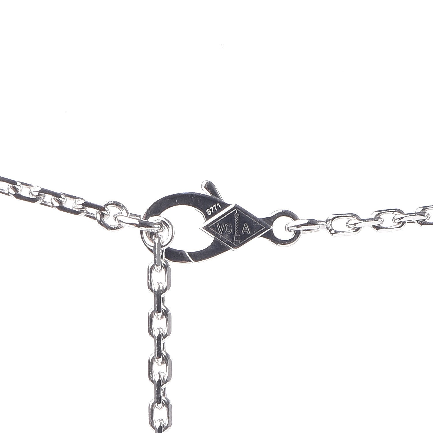 Van Cleef & Arpels 18K White Gold Mother of Pearl Magic Alhambra Pendant Necklace 6 of 7