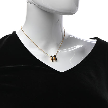 Hermes Lacquered Gold Pop H Pendant Necklace Black 2 of 5