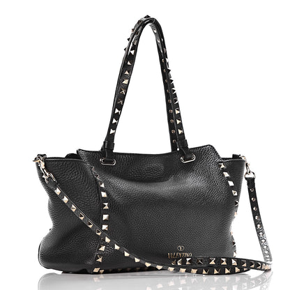 Valentino Garavani Grained Calfskin Small Rockstud Tote Black 3 of 10