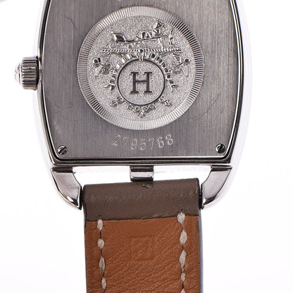 Hermes Stainless Steel Swift 26mm Cape Cod Tonneau Double Tour Quartz Watch Etoupe 6 of 9