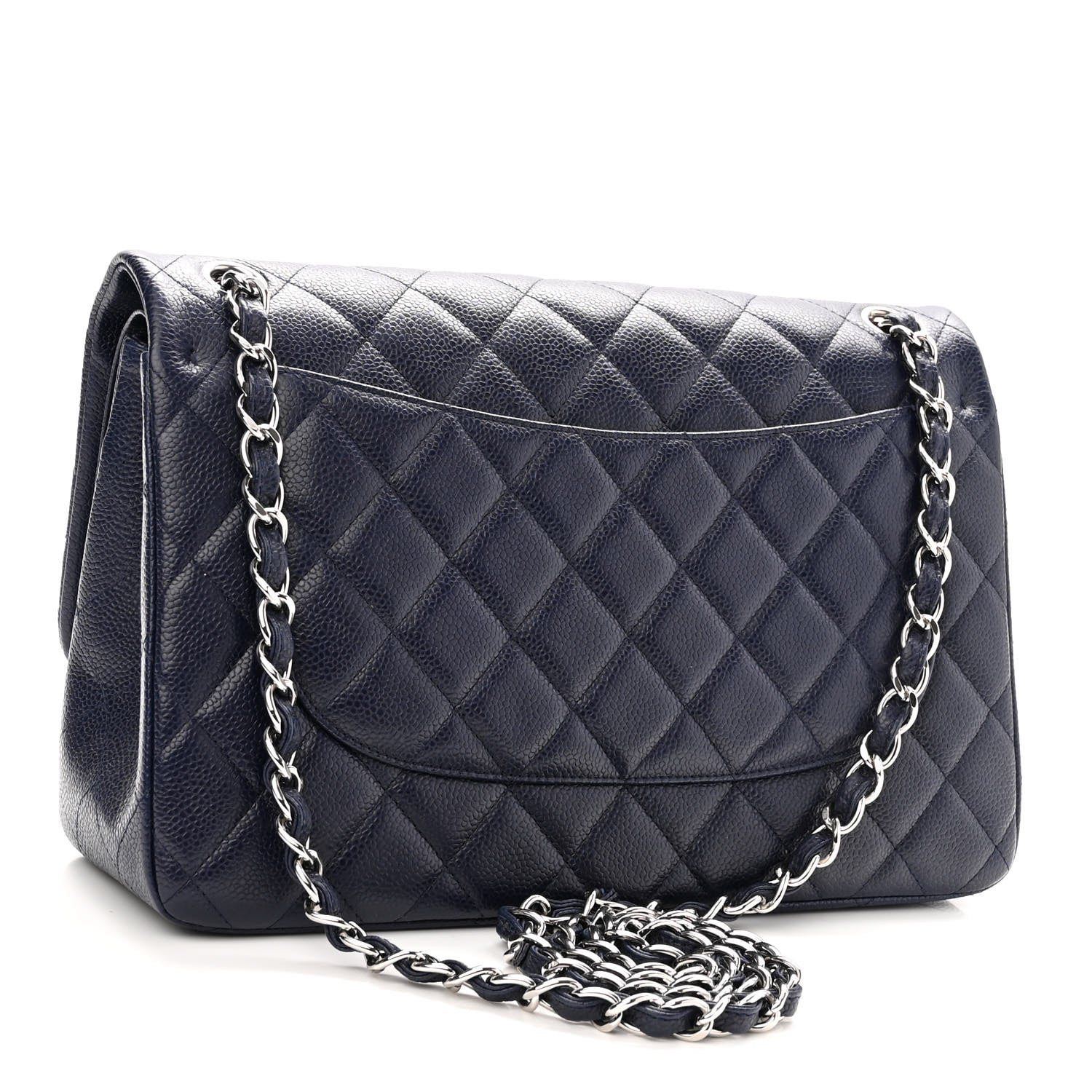 Chanel Caviar Quilted Jumbo Double Flap Navy Blue 2 of 11