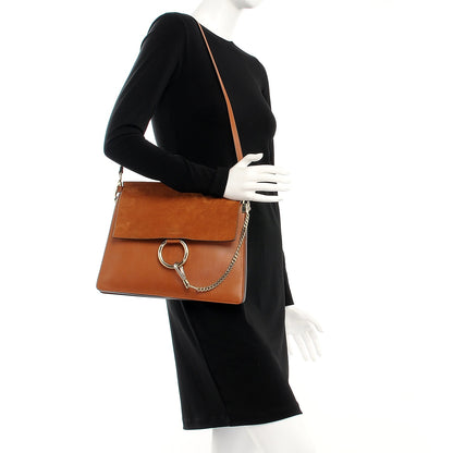 Chloe Suede Calfskin Medium Faye Shoulder Bag Caramel 2 of 8