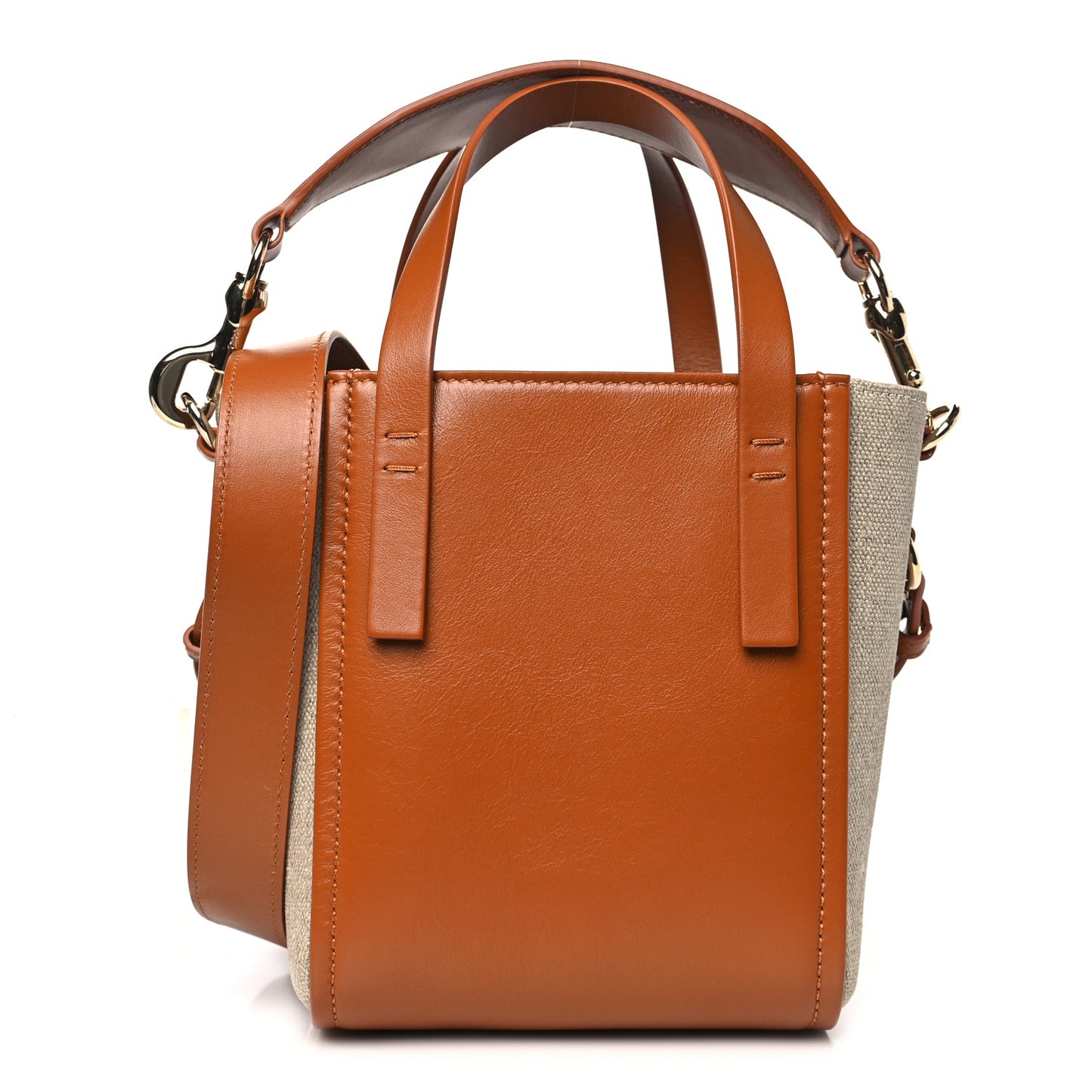 Linen Calfskin Small Sense Tote Bag Orange