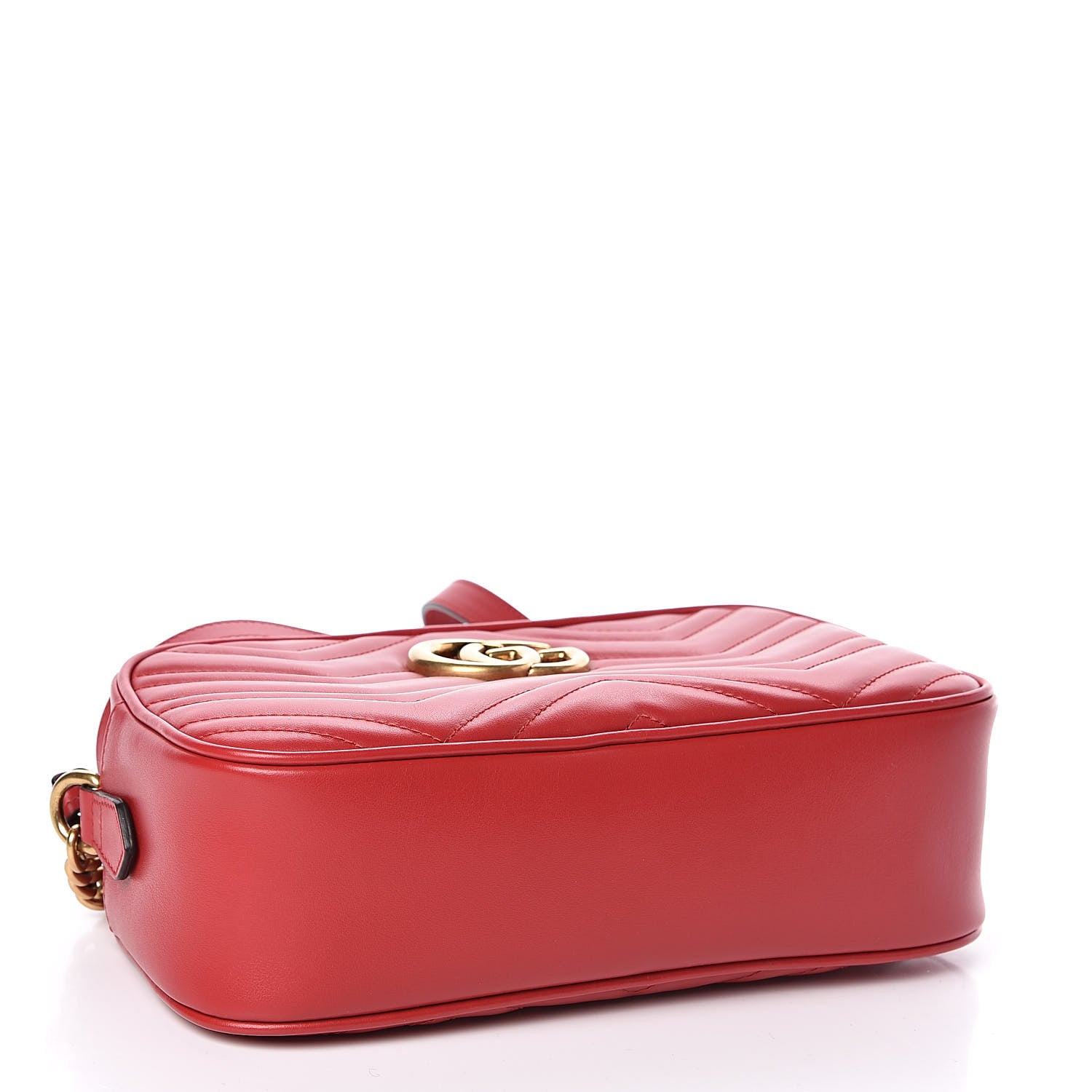 Gucci Calfskin Matelasse Small GG Marmont Chain Shoulder Bag Hibiscus Red 3 of 11