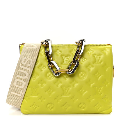 Louis Vuitton Lambskin Embossed Monogram Coussin PM Vert Acide 1 of 11