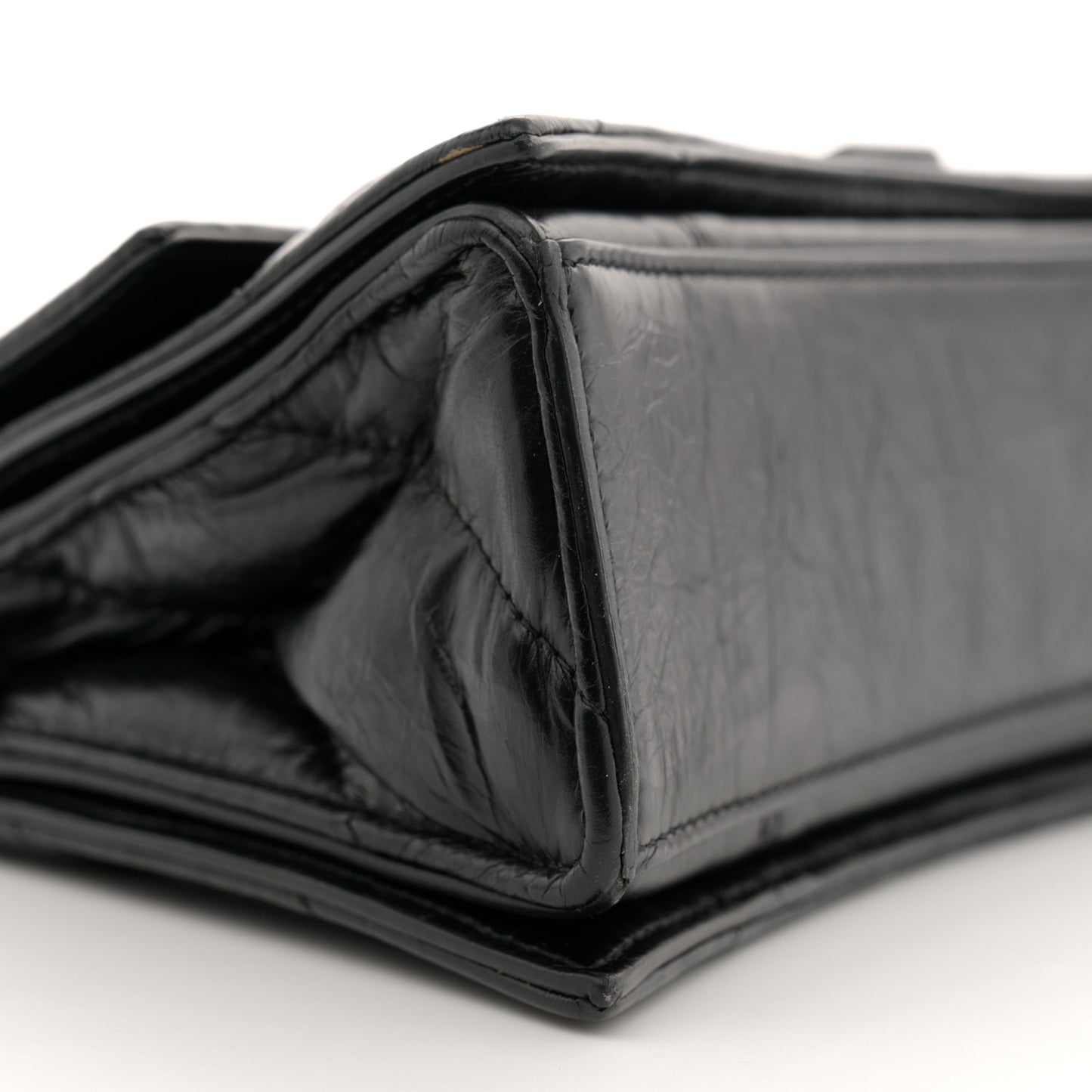 Crushed Calfskin Quilted Matte Black Hardware Small Crush Chain Bag Black