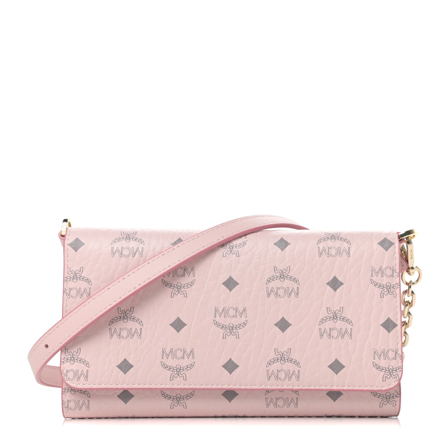 MCM Visetos Chain Wallet Crossbody Soft Pink 1 of 9