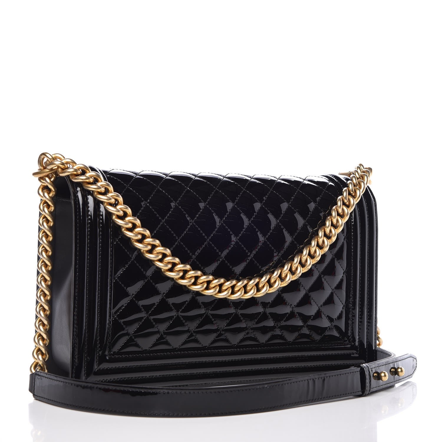Chanel Patent Calfskin Quilted New Medium Boy Flap Black 3 of 9