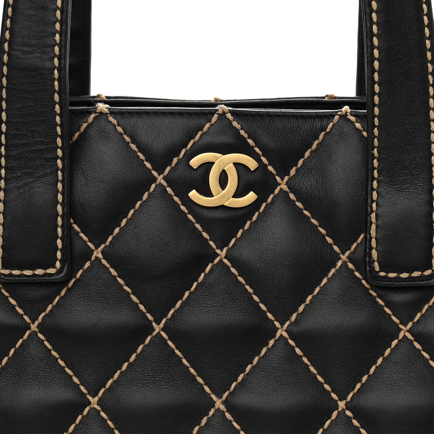 Chanel Calfskin Contrast Stitch Surpique Tote Black 8 of 15