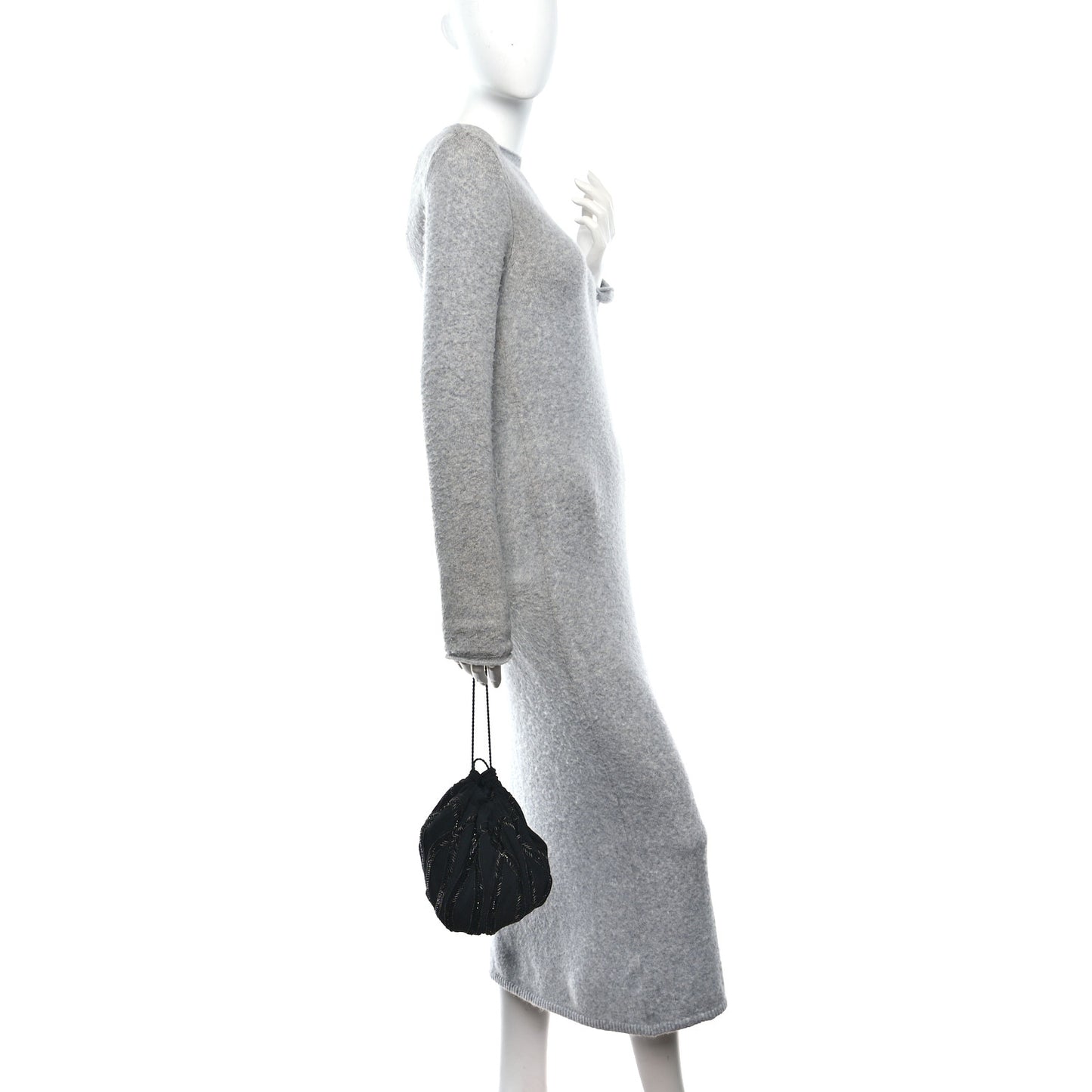 Chiffron Beaded Pochon Souple Bag Black