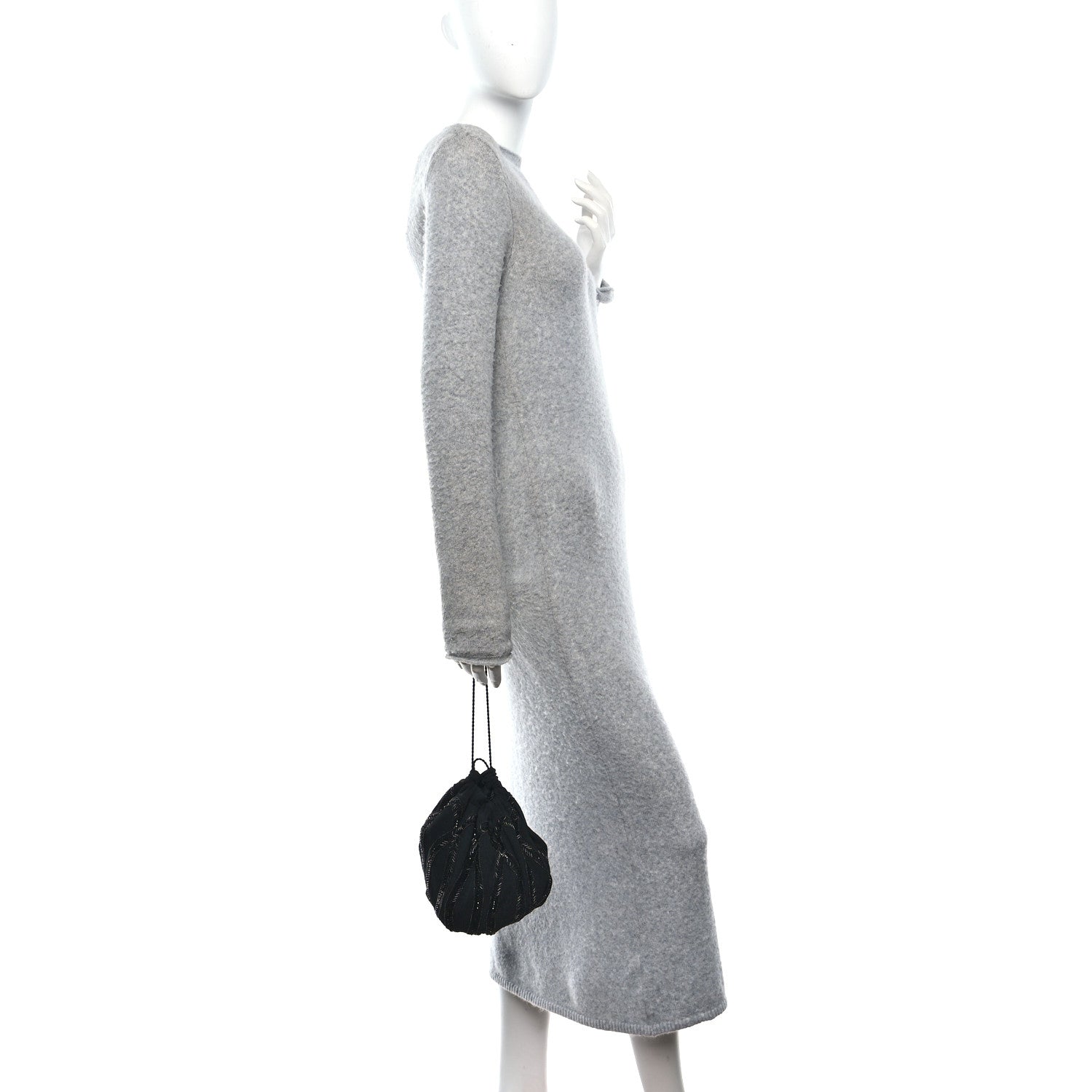 Saint Laurent Chiffron Beaded Pochon Souple Bag Black 2 of 10