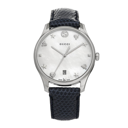 Gucci Stainless Steel Alligator Mother of Pearl 29mm G-Timeless Charm Quartz Watch 1 of 4