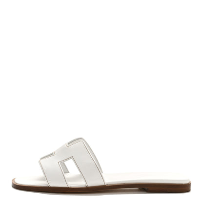 Hermes Box Calfskin Oran Sandals 39.5 White 1 of 9
