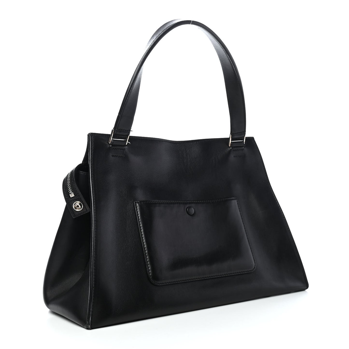 Supple Calfskin Medium Bi-Color Edge Shoulder Bag Cream