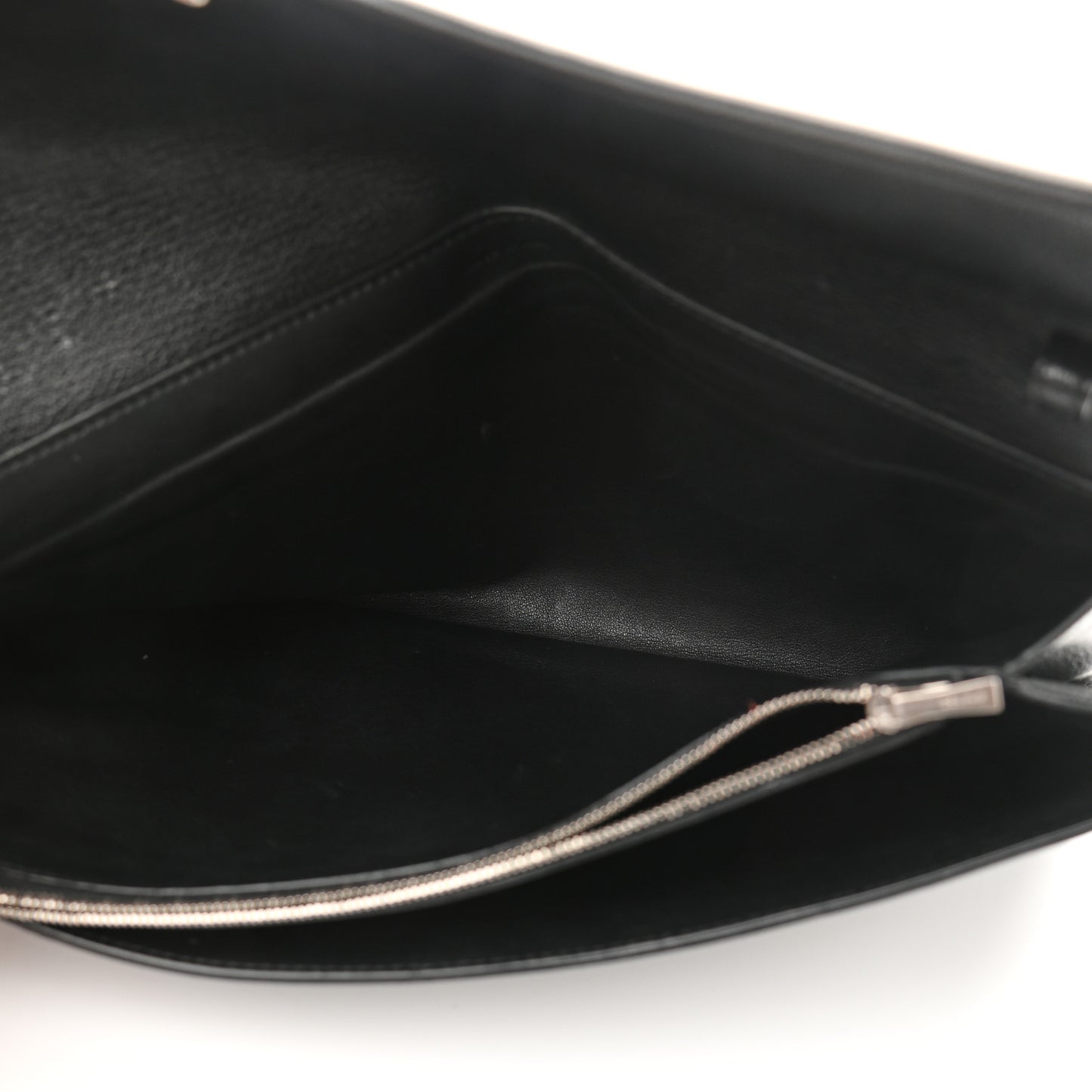 Goatskin Folded Clutch With Strap Black