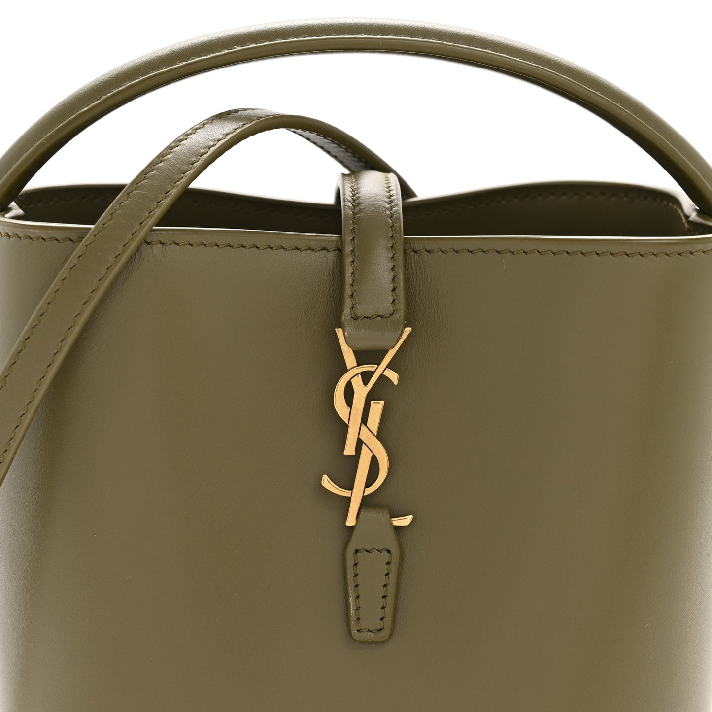 Shiny Calfskin Le 37 Mini Bucket Bag Strong Moss