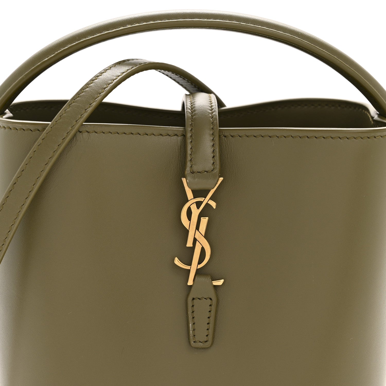 Saint Laurent Shiny Calfskin Le 37 Mini Bucket Bag Strong Moss 8 of 11